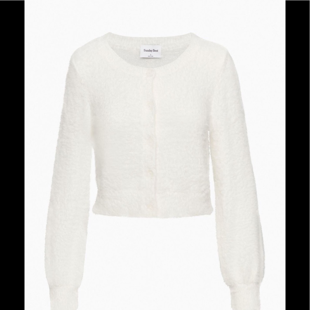 Aritzia Sunday Best Carmen Crewneck Cardigan S in white - Picture 4 of 7